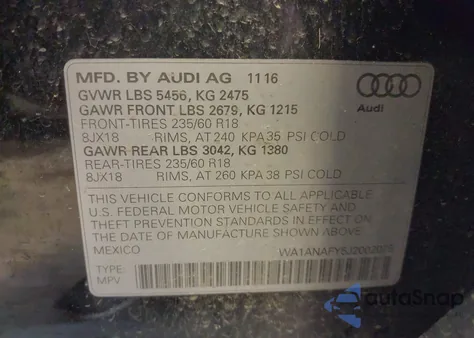2018 Audi Q5 2.0T Premium/2.0T Tech Premium from USA, damaged, VIN WA1ANAFY5J2002075